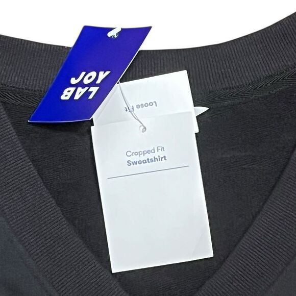 JoyLab Charcoal Black V-Neck Cropped Relaxed Fit Sweatshirt, Size L, NWT - Picture 4 of 8